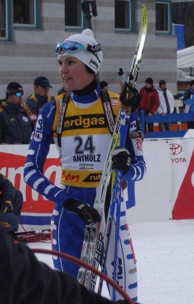 Michela Ponza nach dem Massenstart in Antholz 2006